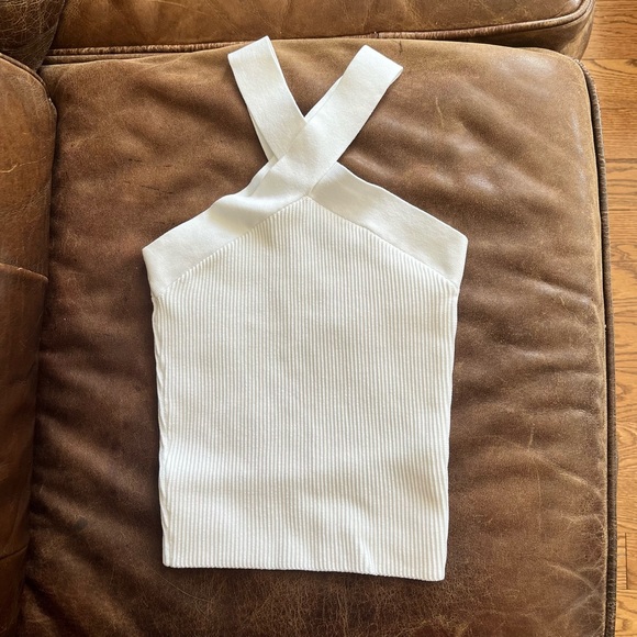 Aritzia Babaton Sculpt Knit Criss Cross Tank in White - Picture 2 of 6